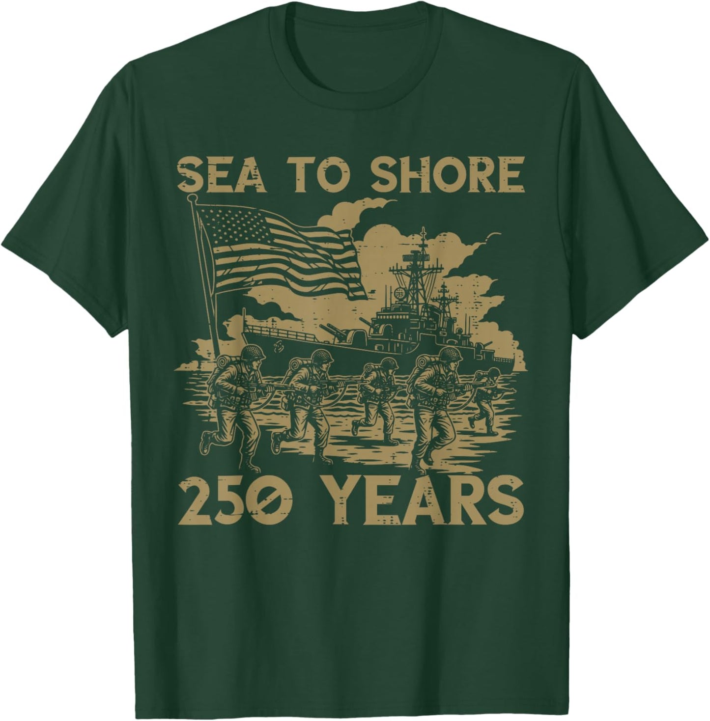 Sea to Shore 250 Years 250th Anniversary USA Men Women Kids T-Shirt - T-Shirt | Forest