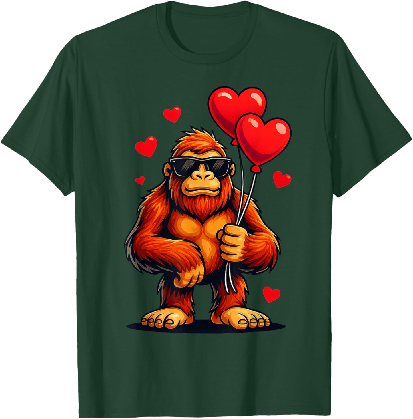 Funny Valentines Day Bigfoot Heart Balloons Sasquatch Boys T-Shirt - T-Shirt | Forest