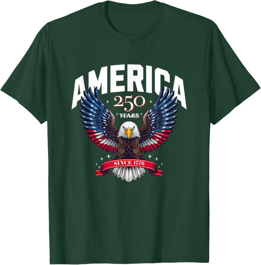 USA 250 Years Since 1776 Patriotic Eagle Design T-Shirt - T-Shirt | Forest