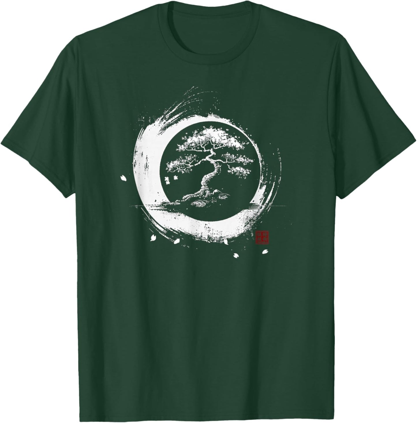 Enso Circle Bonsai Tree Zen Art Graphic T-Shirt - T-Shirt | Forest