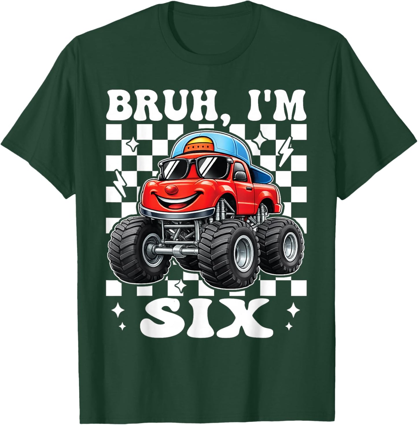 6th Birthday Monster Truck 6 Year Old Boys 6th Party Boys T-Shirt - T-Shirt | Forest