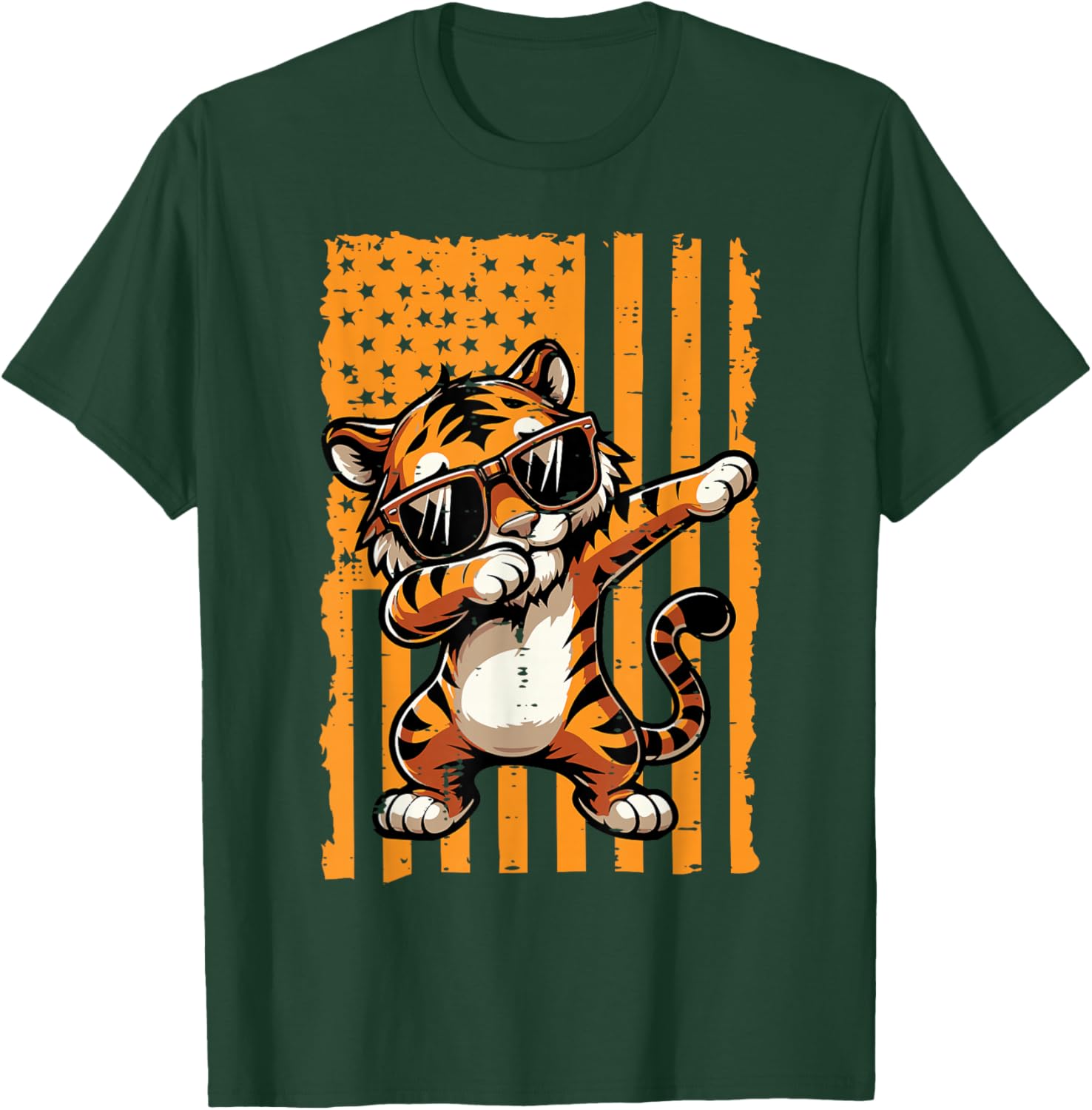 US Flag Dabbing Tiger Dab Boys Youth Teen Kids Men Girls T-Shirt - T-Shirt | Forest