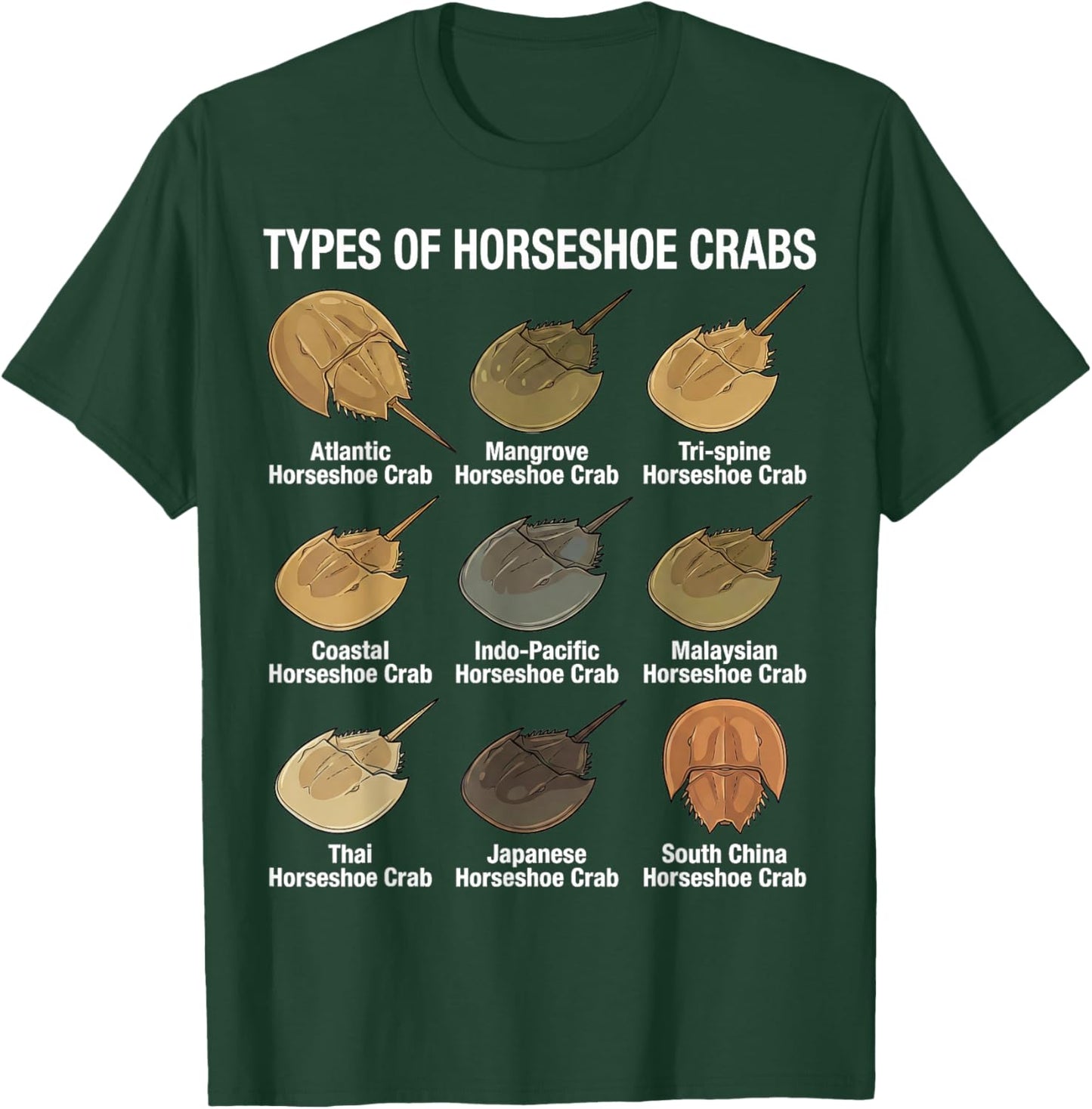 Types of Horseshoe Crabs – Diverse Horseshoe Crab Species T-Shirt - T-Shirt | Forest