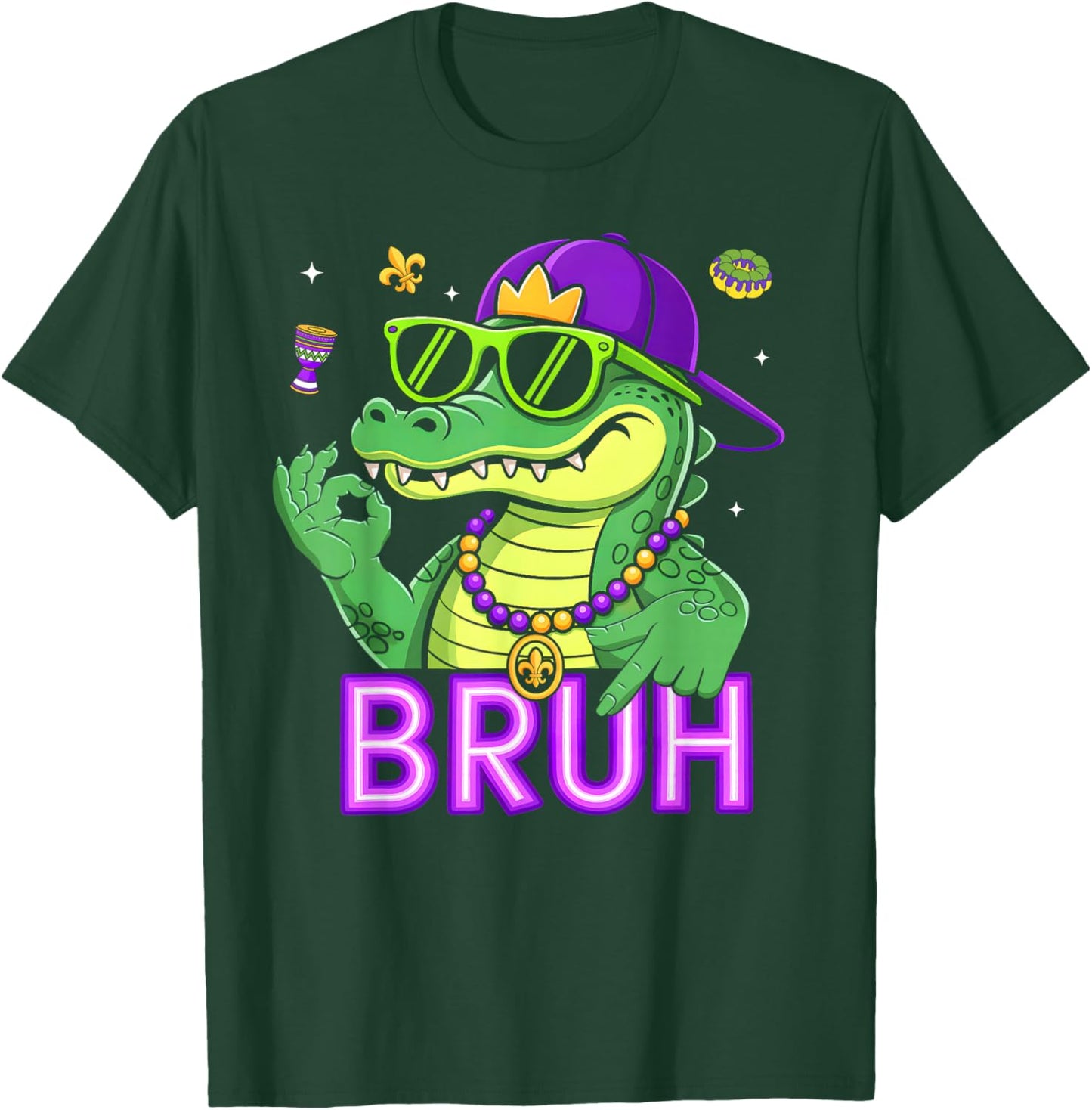 Funny Six Seven Bruh Mardi Gras Mardigator Alligator 67 Meme T-Shirt - T-Shirt | Forest