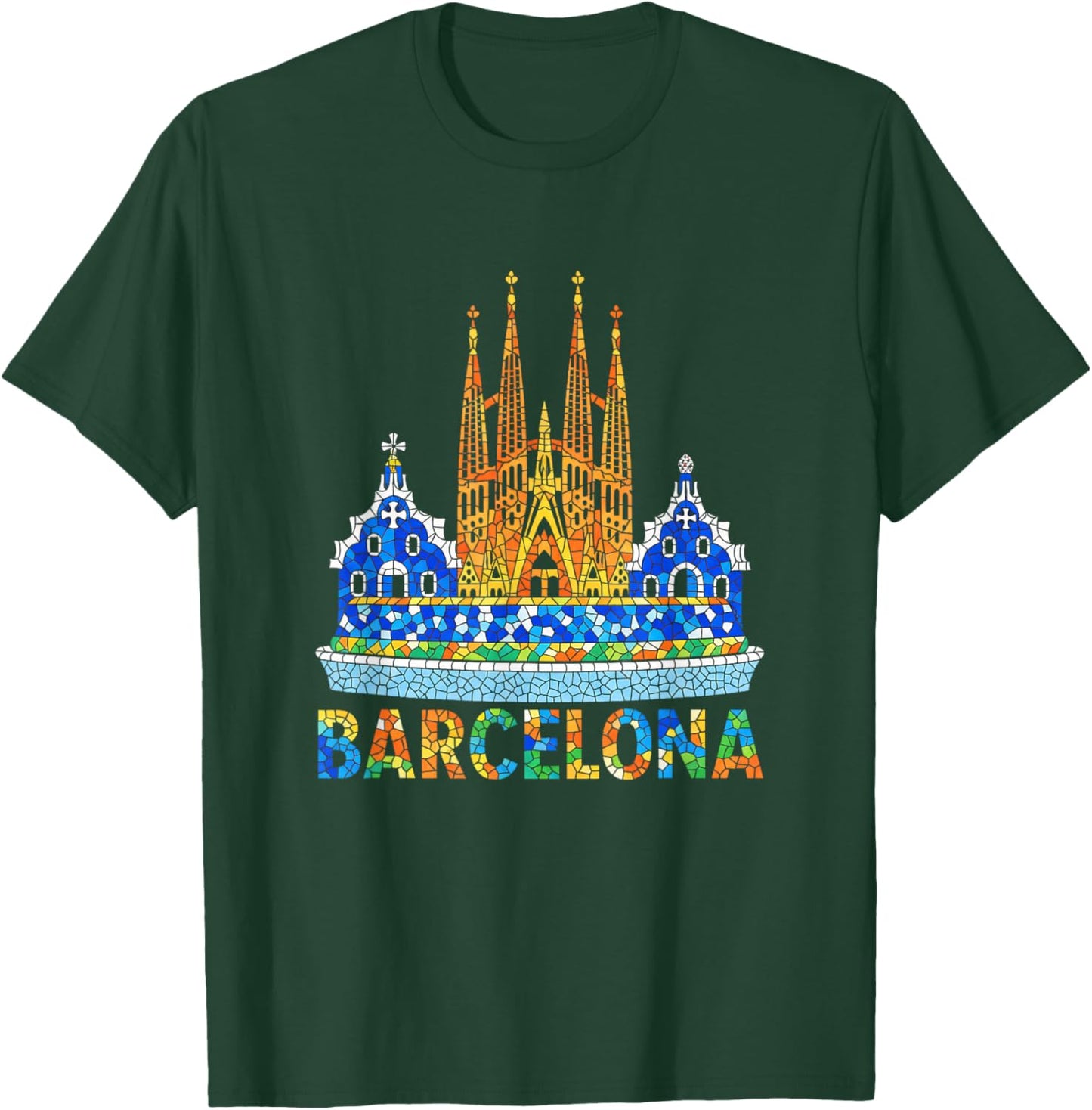 Barcelona Sagrada Familia Mosaic Travel Souvenir Vacation T-Shirt - T-Shirt | Forest