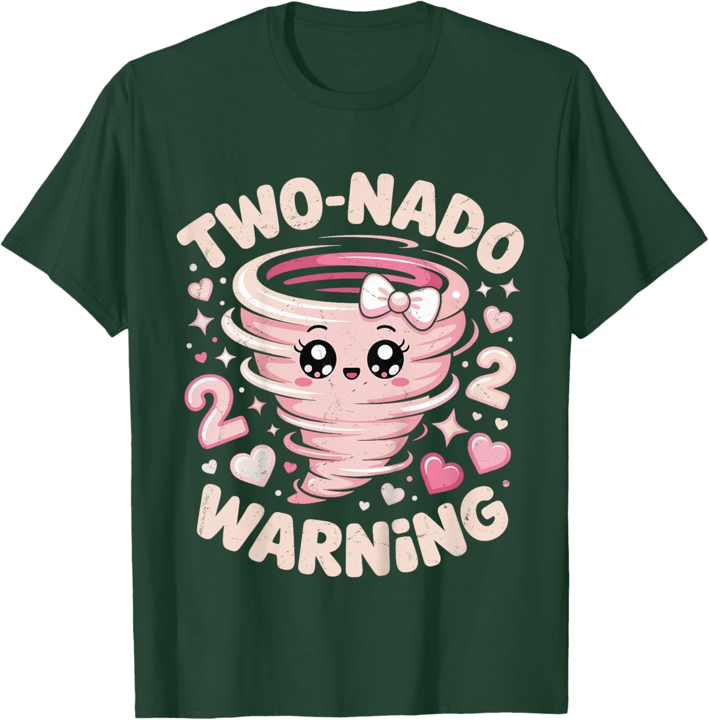 Two Nado Warning Coquette Bow 2nd Birthday 2 Year Old Girls T-Shirt - T-Shirt | Forest