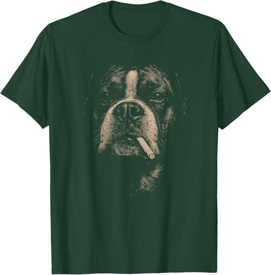 Dog Smoking Cigarette Funny Boxer Meme T-Shirt - T-Shirt | Forest