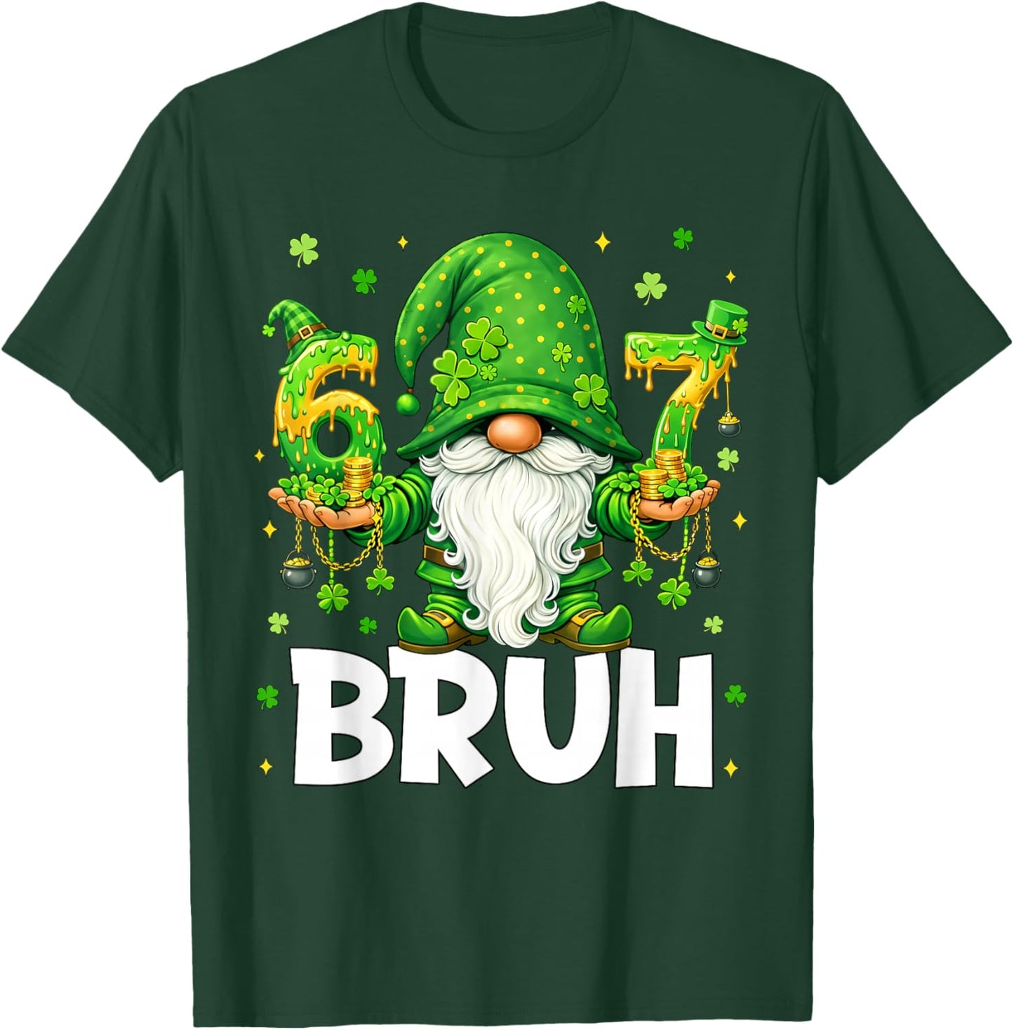 Gnomes 67 Six Seven 6 7 Bruh Shenanigans St.Patricks Day Men T-Shirt - T-Shirt | Forest