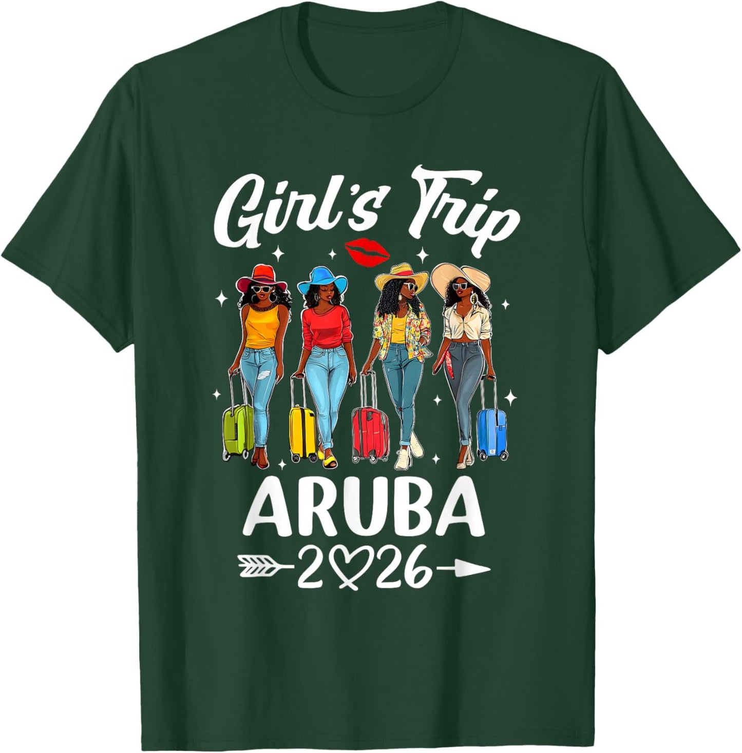 Aruba Girls Trip 2026 Birthday Squad Women Vacation T-Shirt - T-Shirt | Forest