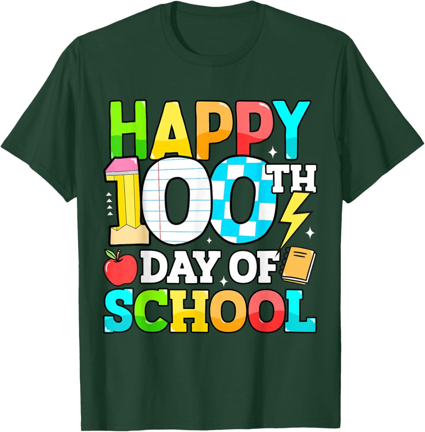 Happy 100 Days of School Teacher 100th Day of School Kids T-Shirt - T-Shirt | Forest