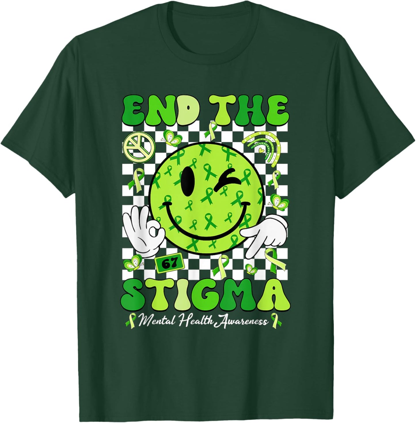 End The Stigma Mental Health Matters Awareness Brain Illness T-Shirt - T-Shirt | Forest