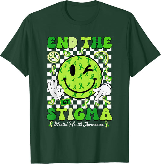 End The Stigma Mental Health Matters Awareness Brain Illness T-Shirt - T-Shirt | Forest