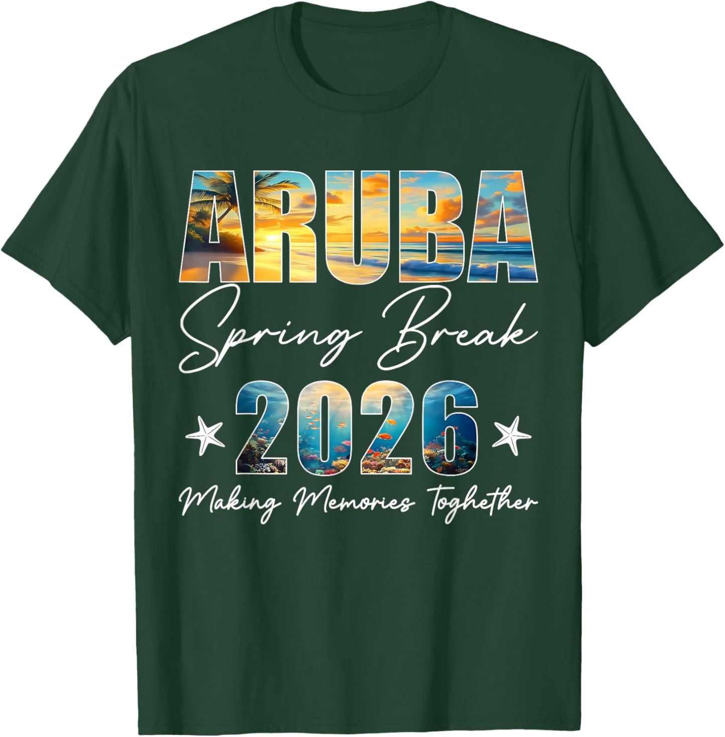 Aruba Spring Break 2026 Matching Family Friends Beach Trip T-Shirt - T-Shirt | Forest