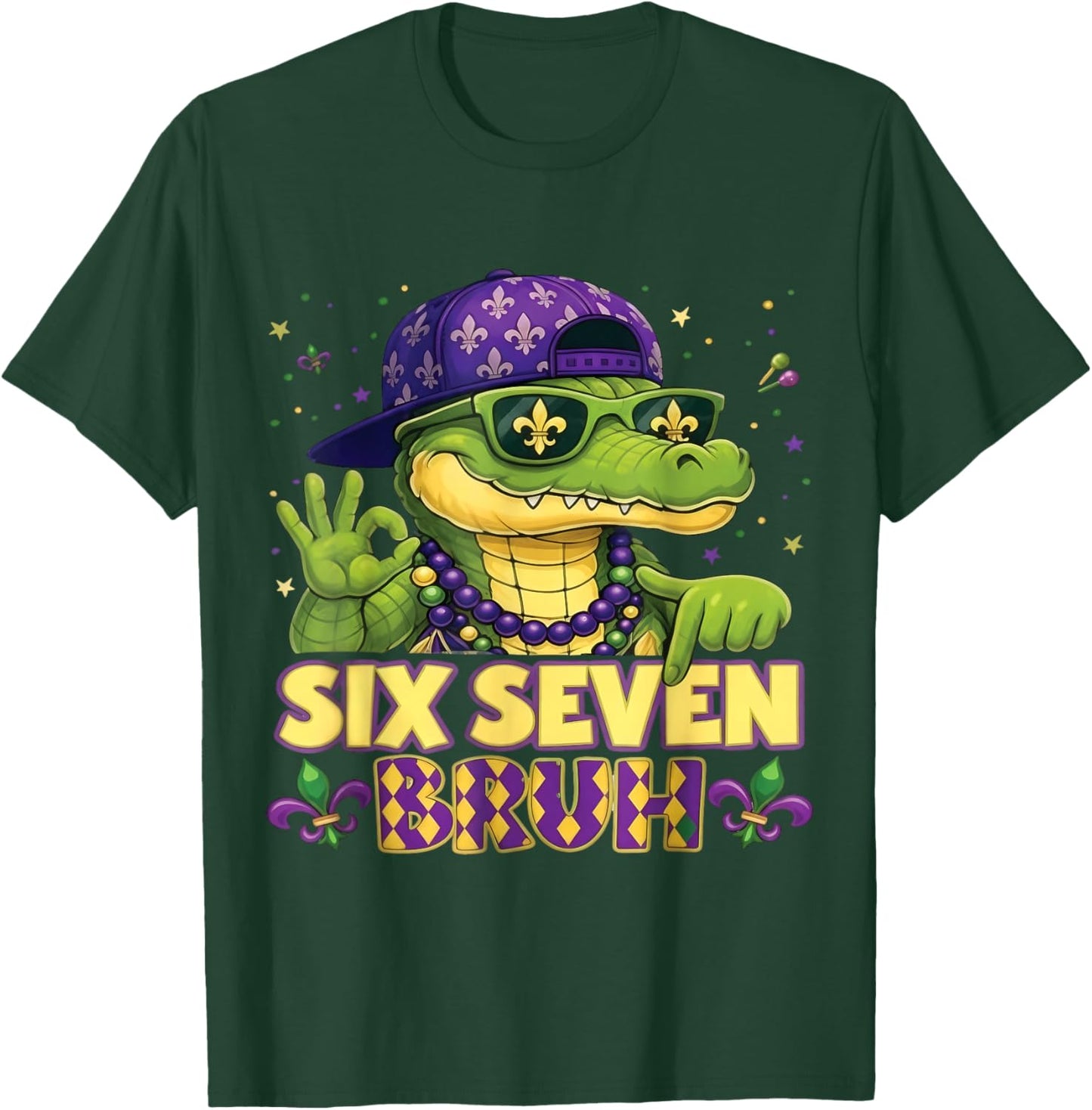 Mardi Gras Six Seven Bruh Mardigator Alligator 6 7 Meme Boys T-Shirt - T-Shirt | Forest