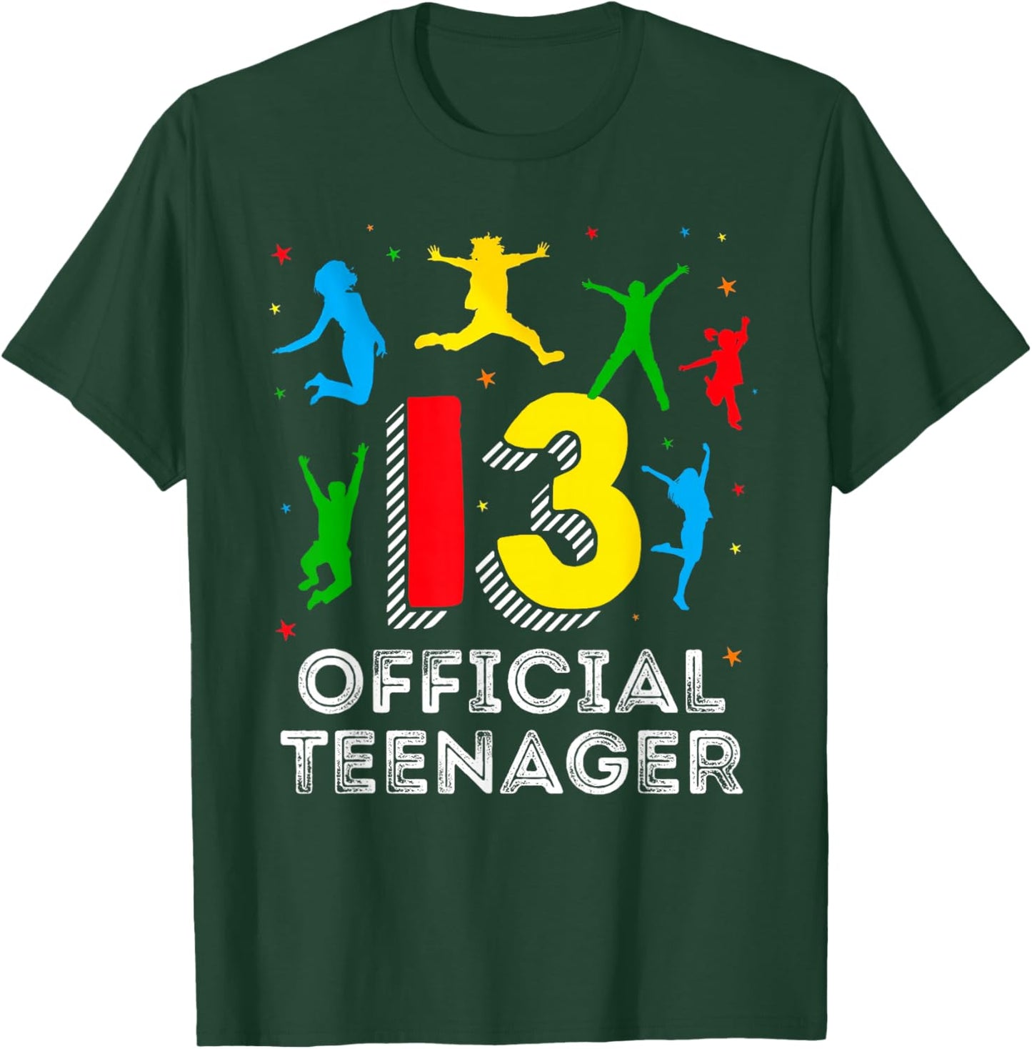 13th Birthday Shirt Official Teenager 13 Year Old Jumping T-Shirt - T-Shirt | Forest