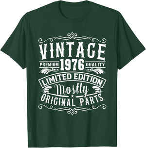 Born in 1976 Birthday, Vintage Mostly Original Parts Funny T-Shirt - T-Shirt | Forest