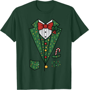 Bowtie Vest Mistletoe Candy Funny Christmas Celebrate Family T-Shirt - T-Shirt | Forest