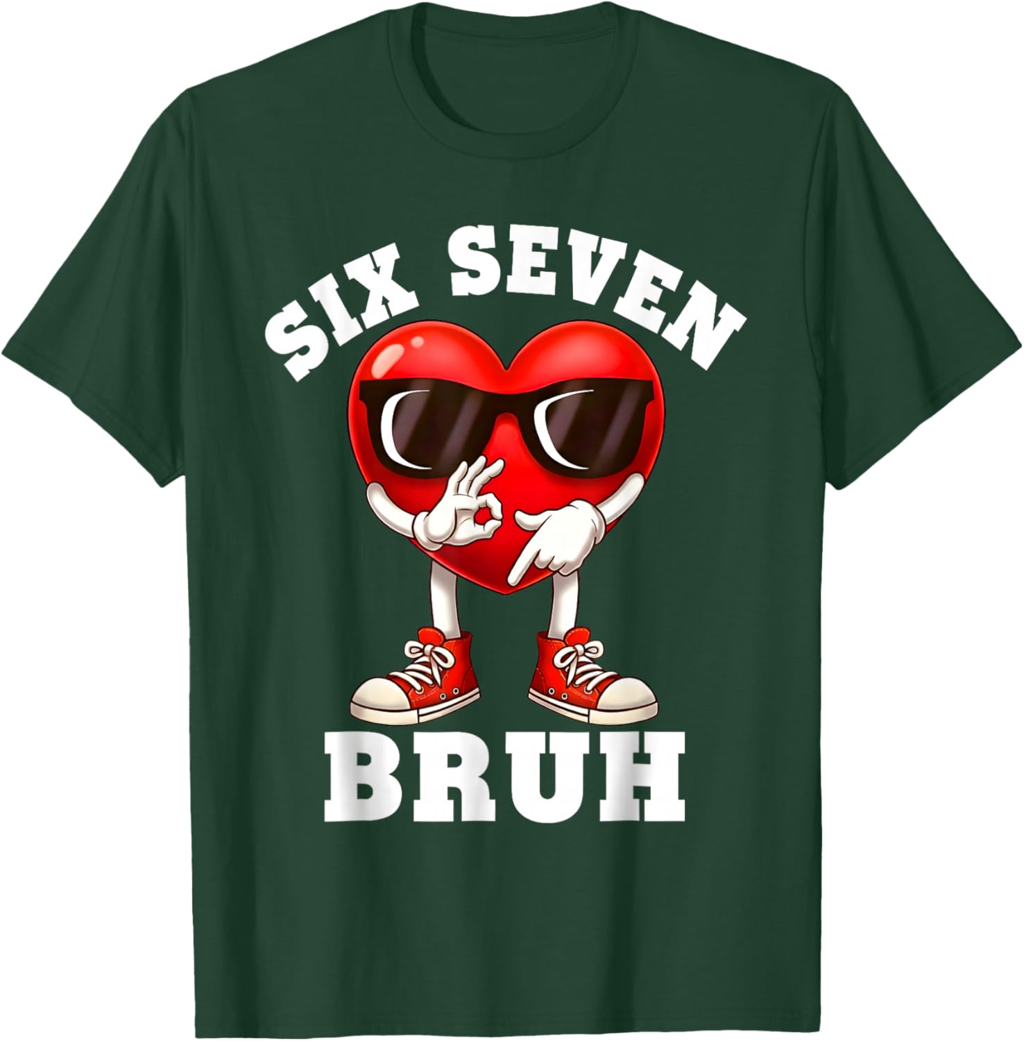 6 7 Valentines Day Shirt Men Boys Funny Heart Meme Six Seven T-Shirt - T-Shirt | Forest