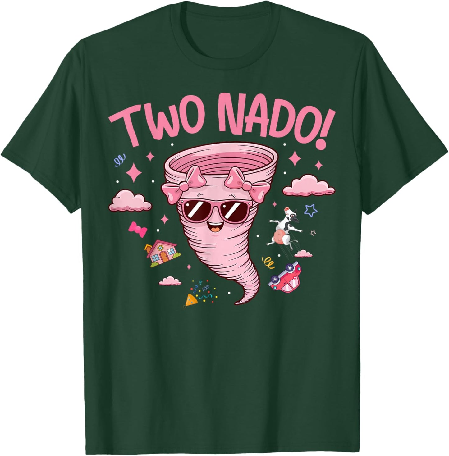 Tornado 2 Year Old Girl Birthday Two Nado 2nd Bday Party T-Shirt - T-Shirt | Forest
