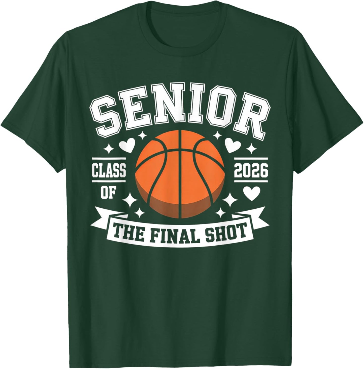 Senior Basketball Class of 2026 Crew Basketball Senior Night T-Shirt - T-Shirt | Forest