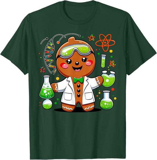 Cute Gingerbread Science Teacher Chemistry Christmas Holiday T-Shirt - T-Shirt | Forest