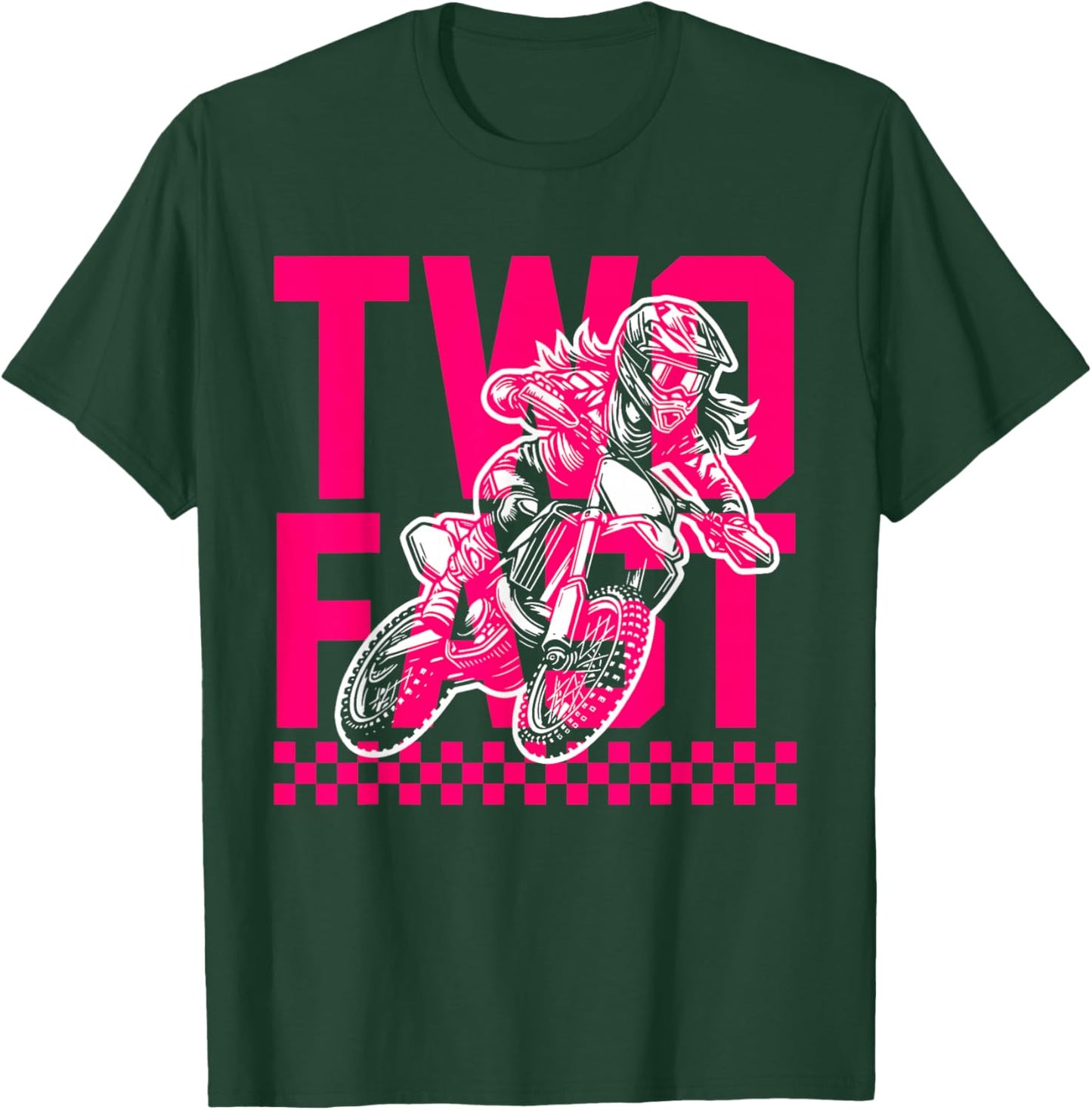 Girl Race Dirt Bike 2nd Birthday Decorations Two Fast T-Shirt - T-Shirt | Forest