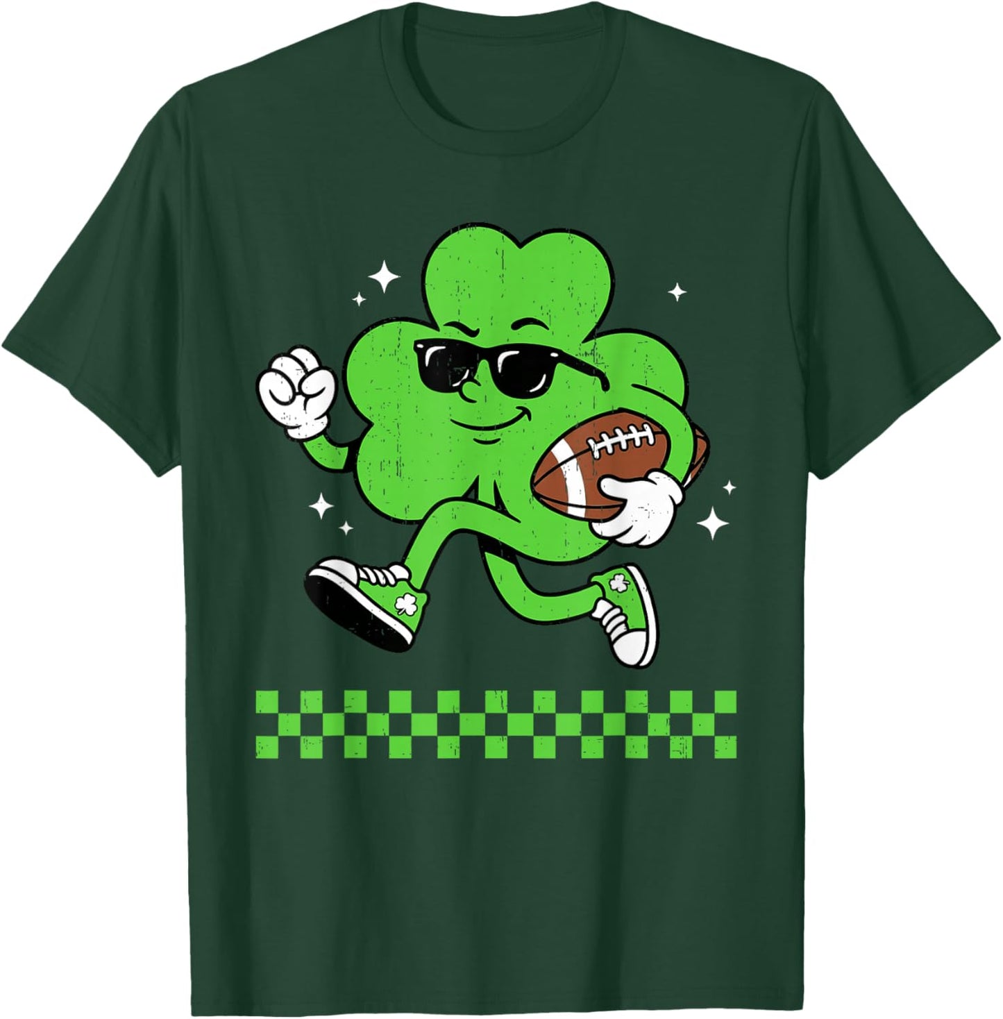 Lucky Shamrock Playing Football Funny St Patrick's Kids Boys T-Shirt - T-Shirt | Forest