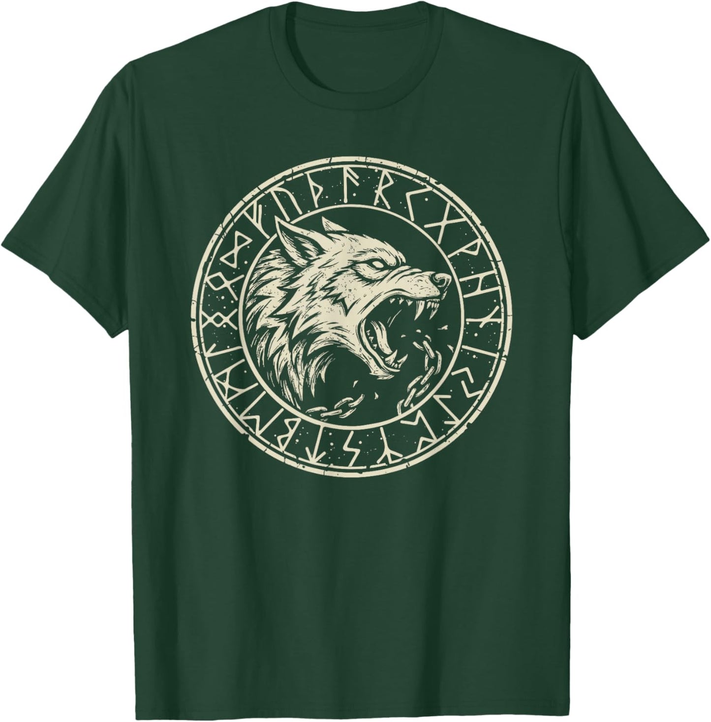 Fenrir Wolf Odins Runes Fenrir Wolf Viking Warrior Walhalla T-Shirt - T-Shirt | Forest