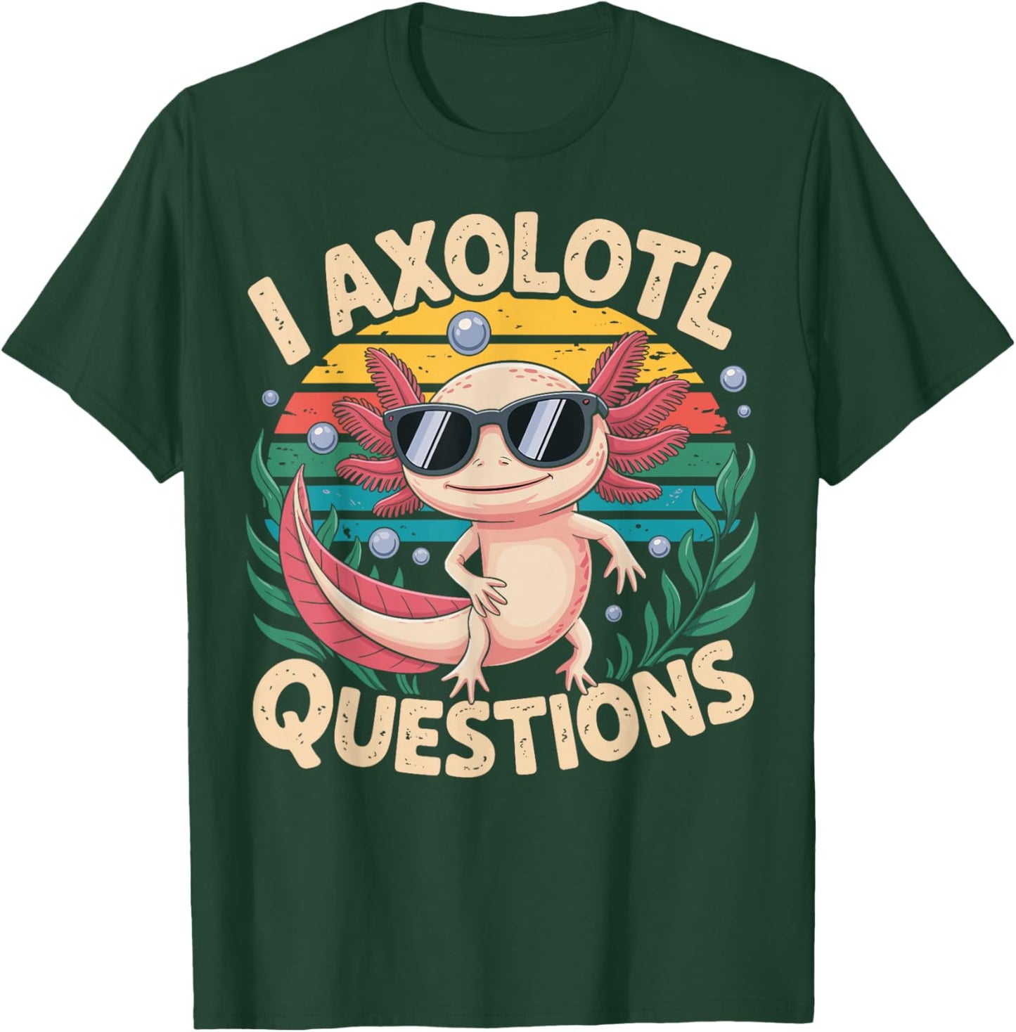 I Axolotl Questions Adults Youth Kids Retro Axolotl T-Shirt - T-Shirt | Forest