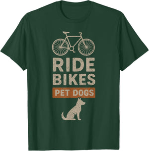 Ride Bikes Pet Dogs Bicycle Cycling Biking Dog Lover T-Shirt - T-Shirt | Forest