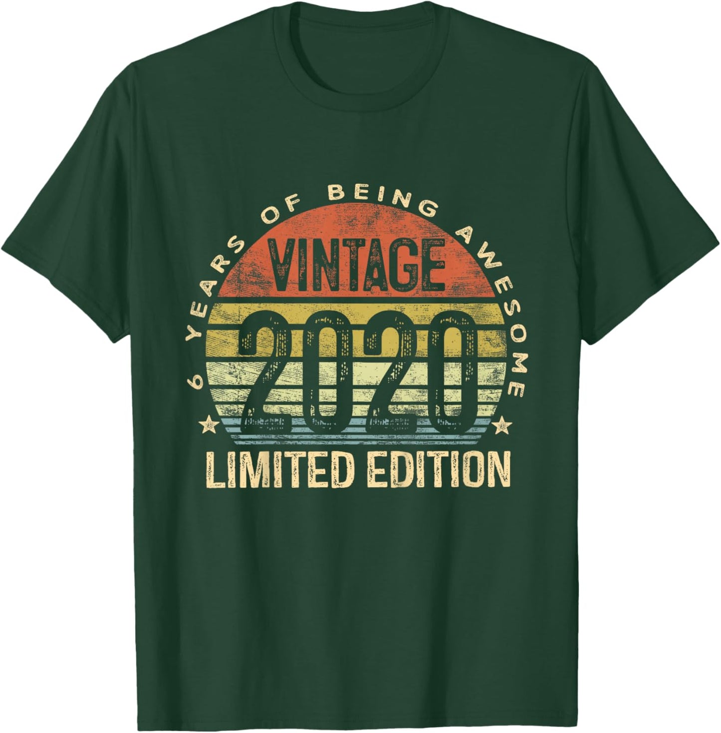 Vintage 2020 Limited Edition 6-Year-Old 6th Birthday T-Shirt - T-Shirt | Forest