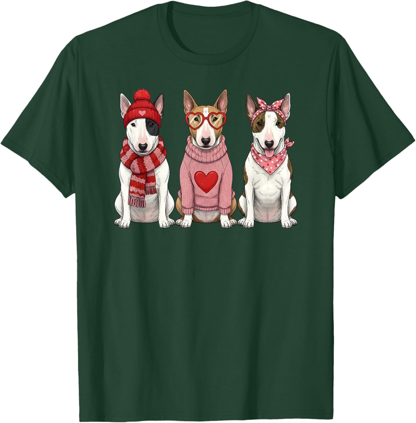 Cute English Bull Terrier Valentine Dog T-Shirt - T-Shirt | Forest