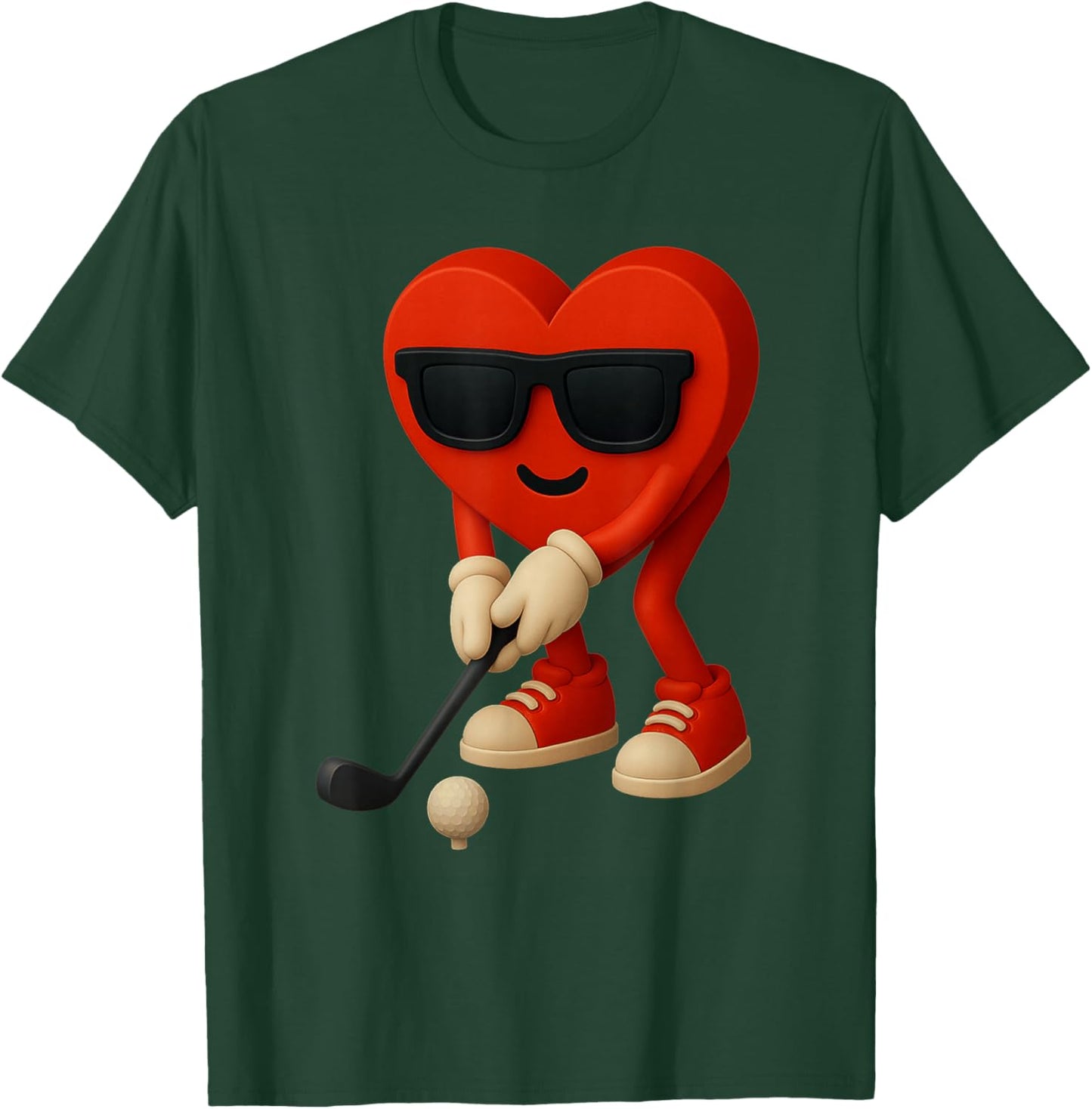 Golf Valentines Day Cute Heart Golfer Love Funny Boys Kids T-Shirt - T-Shirt | Forest