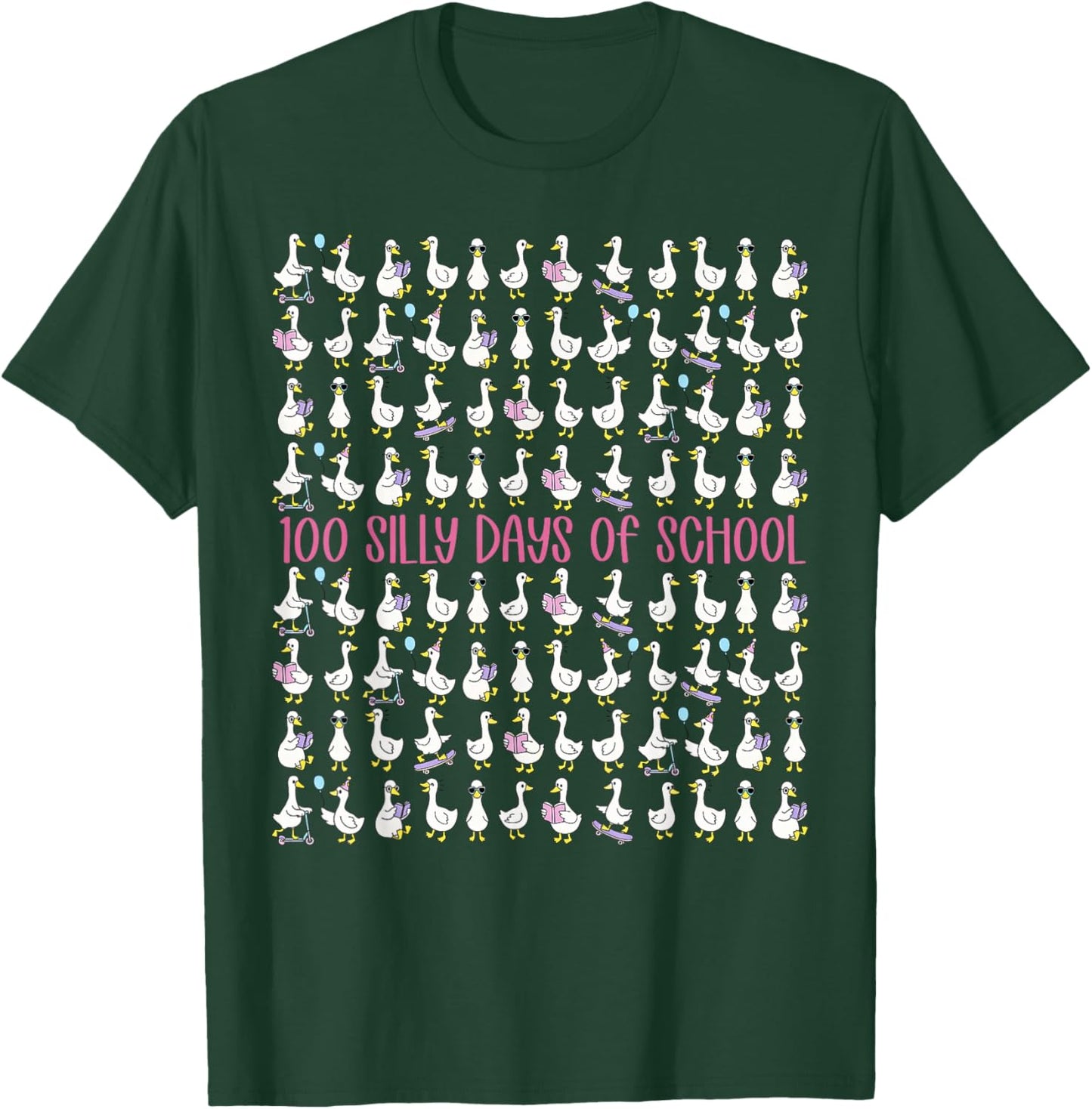 100 Silly Days of School Goose Preschool Kindergarten Kids T-Shirt - T-Shirt | Forest