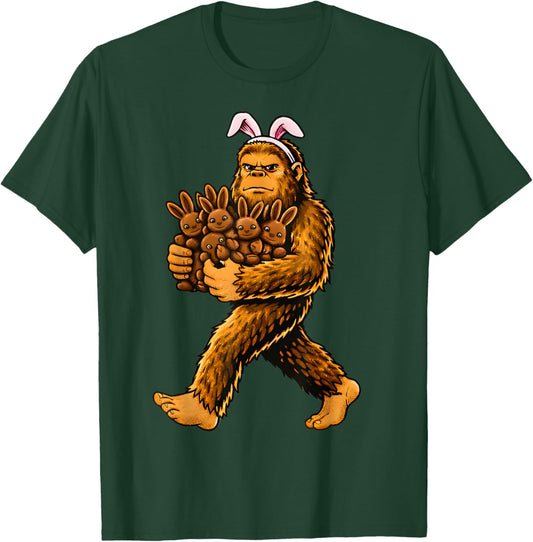 Funny Bigfoot Bunny Easter Egg Sasquatch Easter Day T-Shirt - T-Shirt | Forest