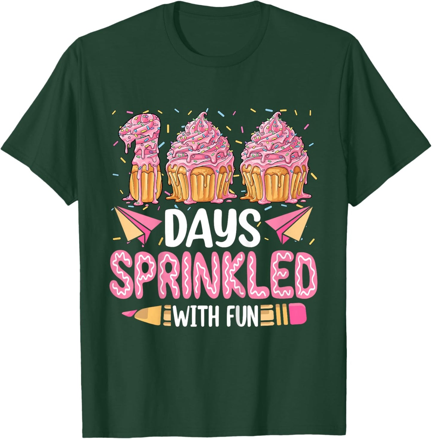 100 Days Sprinkled with Fun Cupcake 100th Day of School Girl T-Shirt - T-Shirt | Forest