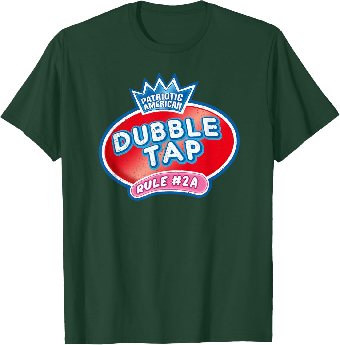 Retro Patriotic American Double Tap Rule 2A Vintage Grunge T-Shirt - T-Shirt | Forest