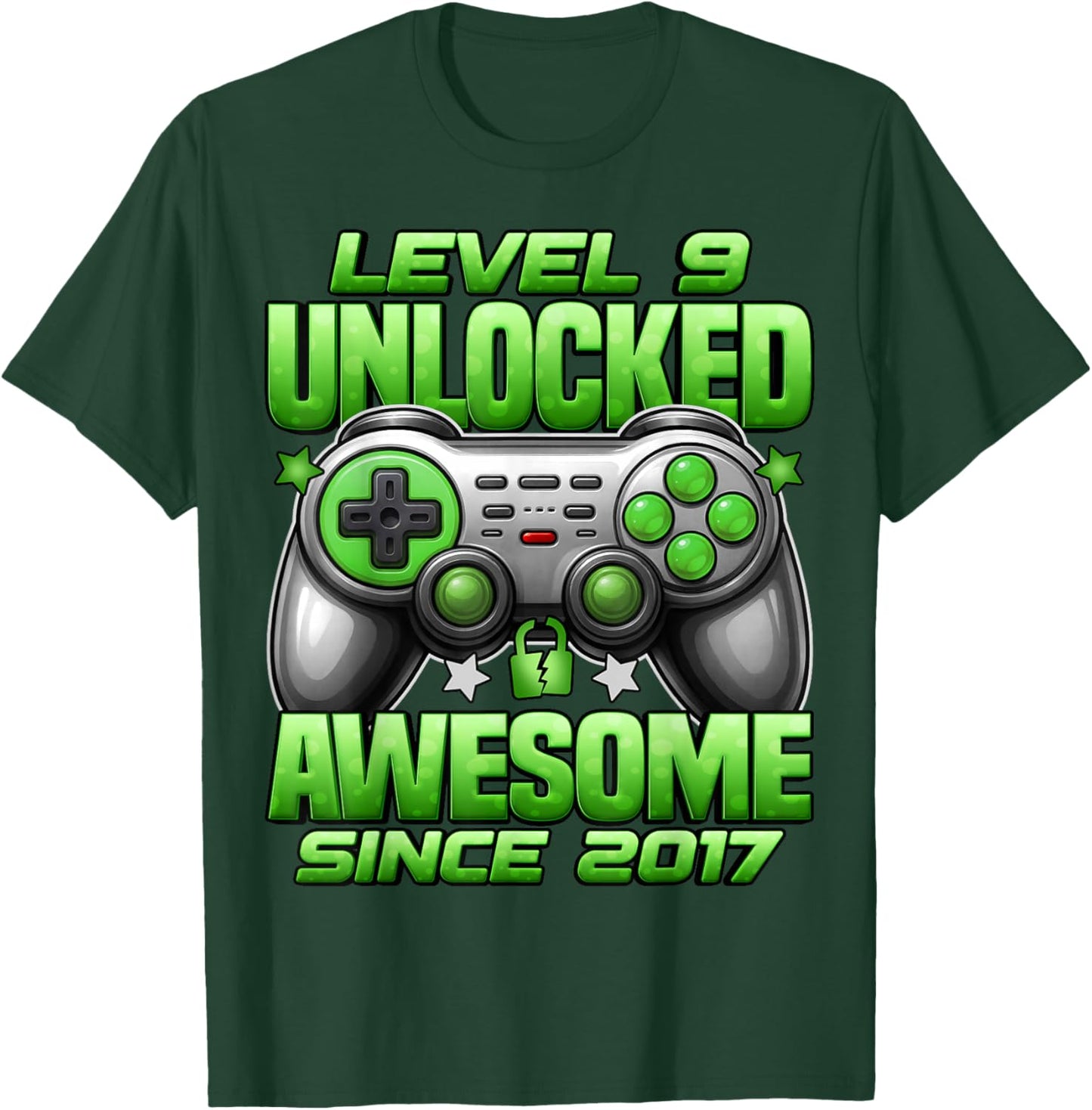 Level 9 Unlocked 9 Year Old Gifts for Boys 9th Birthday Boy T-Shirt - T-Shirt | Forest