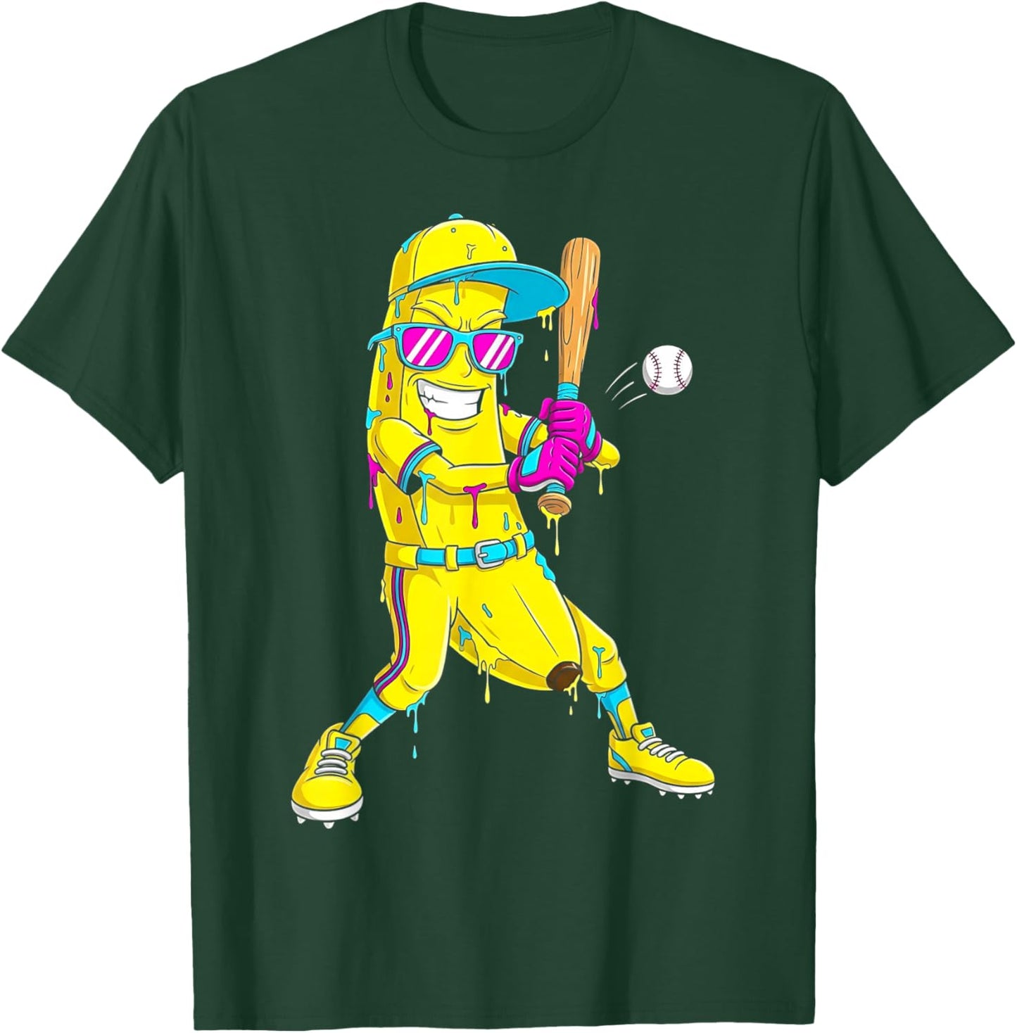 Banana Funny Baseball Drip Kids Youth Boys Girls T-Shirt - T-Shirt | Forest
