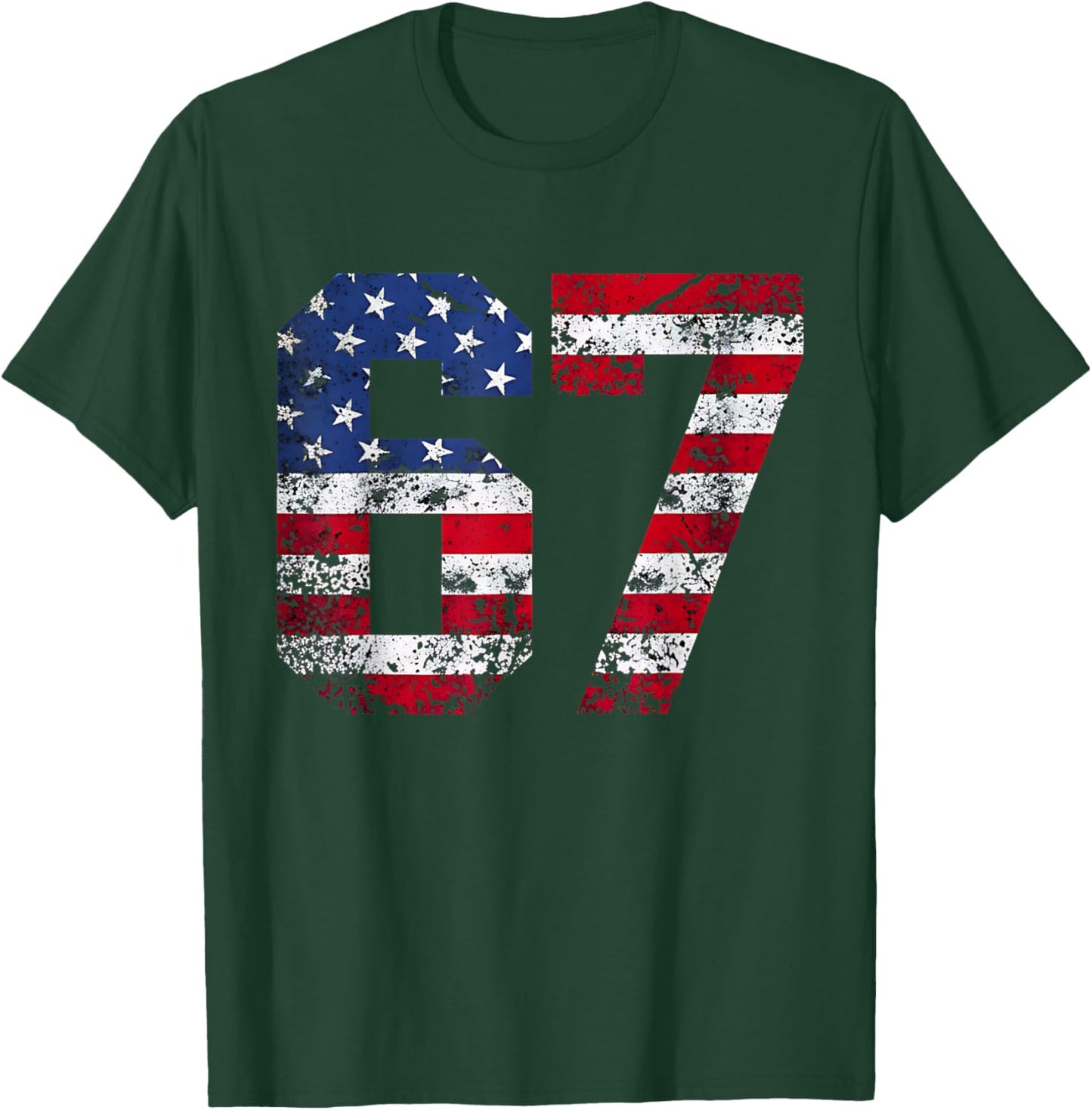 67 American Flag Meme Funny Six Seven Gen Alpha Slang T-Shirt - T-Shirt | Forest