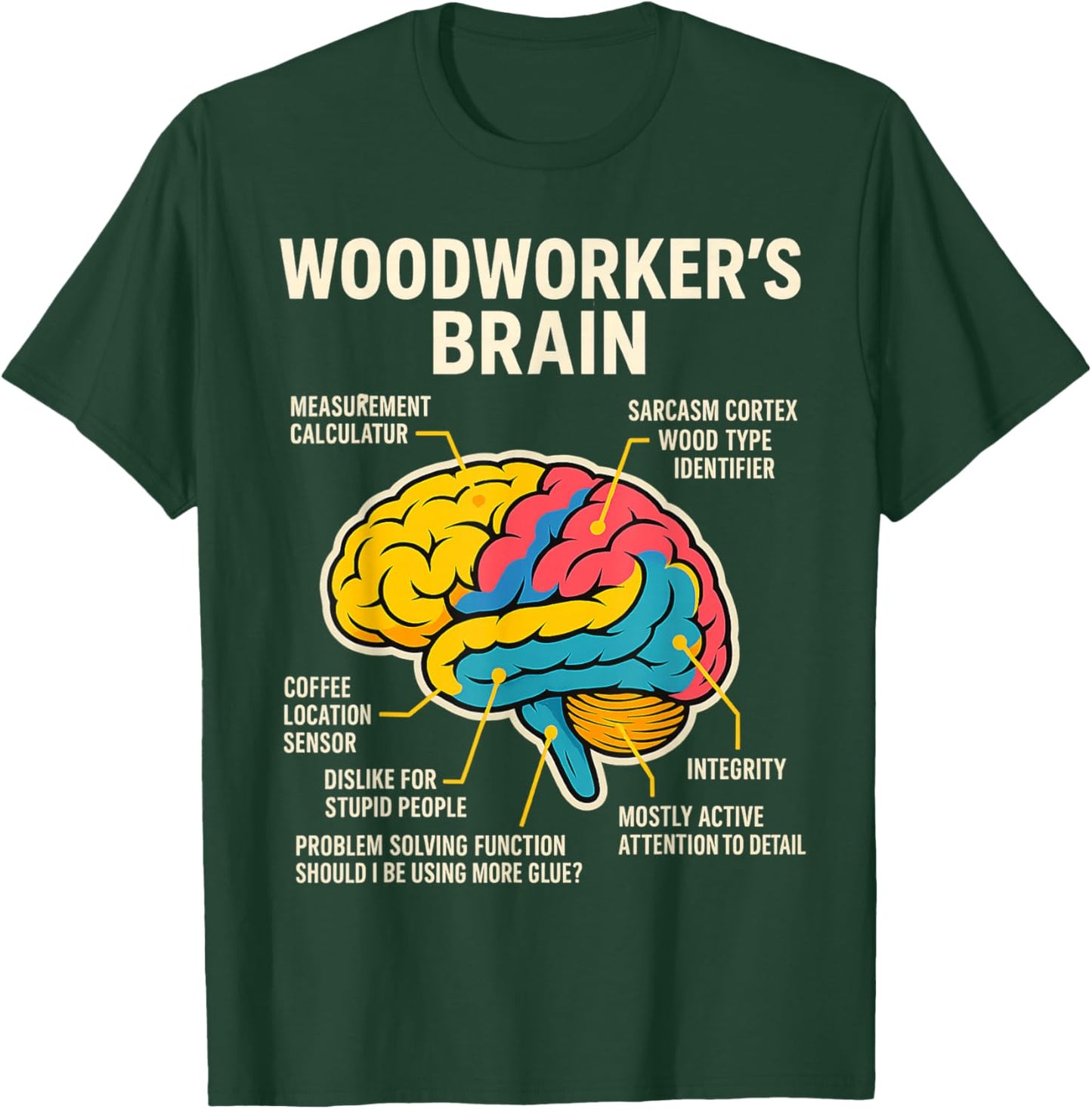 Woodworker's Brain Funny Woodworking Carpenter T-Shirt - T-Shirt | Forest