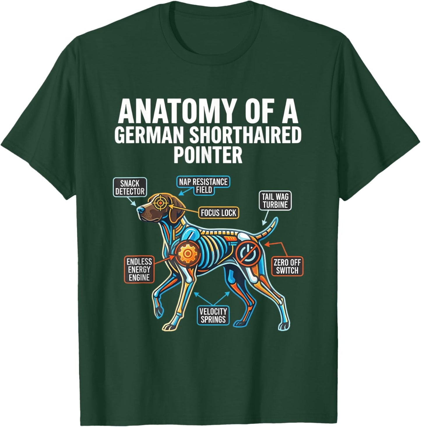 Athletic Anatomy of a German Shorthaired T-Shirt - T-Shirt | Forest
