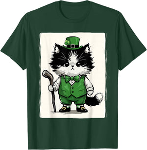 Cat Irish Shamrock Funny St. Patrick's Day T-Shirt - T-Shirt | Forest