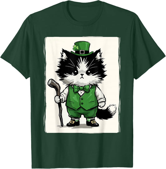 Cat Irish Shamrock Funny St. Patrick's Day T-Shirt - T-Shirt | Forest