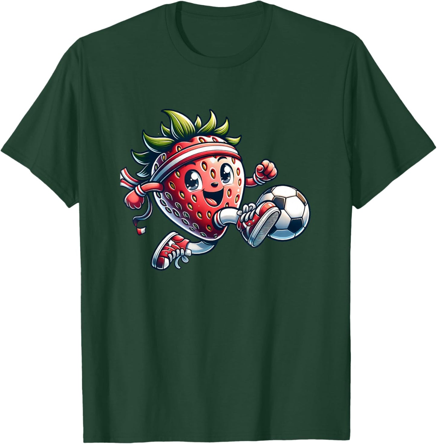 Strawberry Soccer Player Cute Kawaii Football Fruit T-Shirt - T-Shirt | Forest