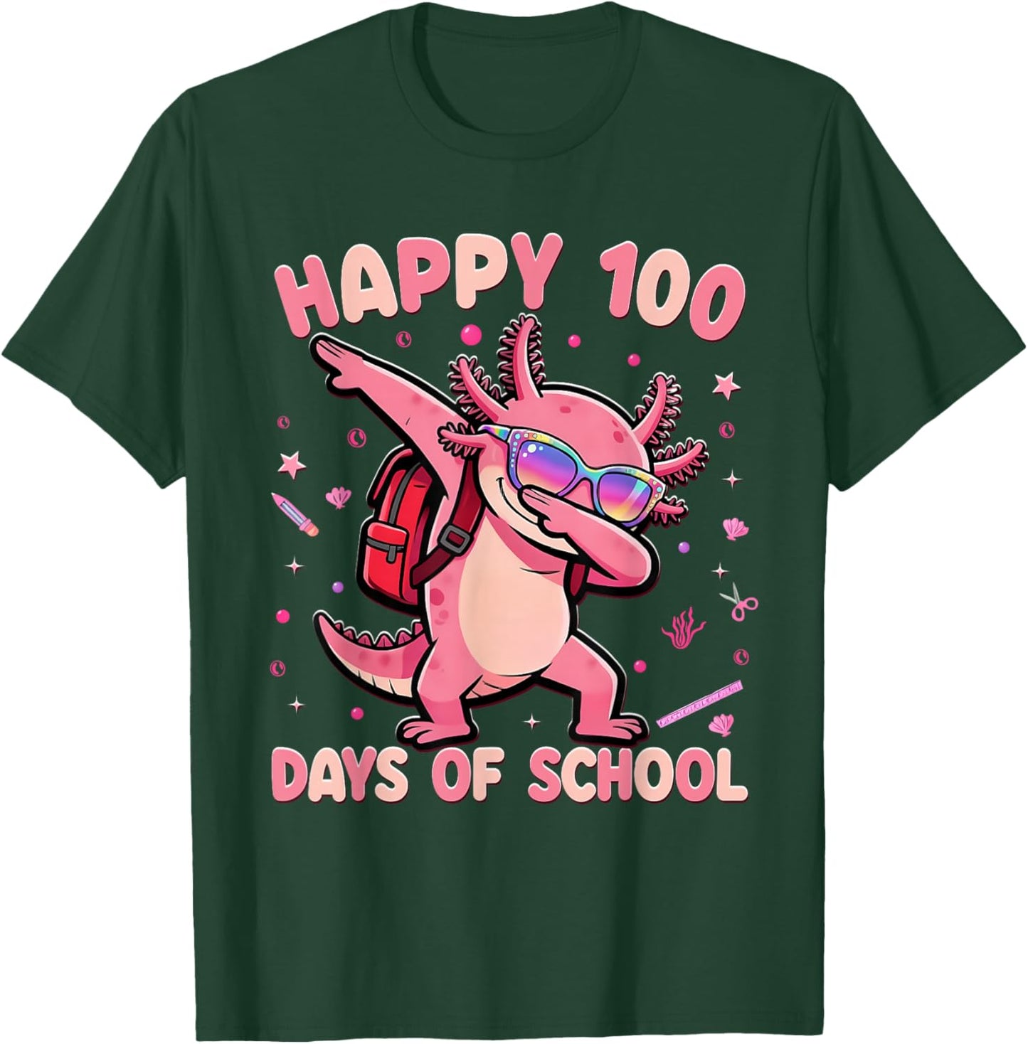 Happy 100 Days is Axolotl Lover 100th Day of School T-Shirt - T-Shirt | Forest