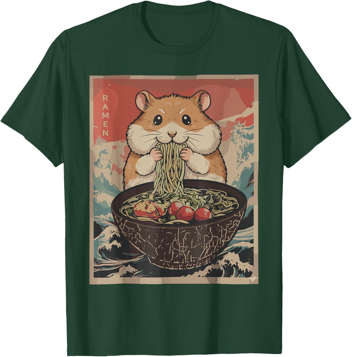 Funny Hamster Ramen Kawaii Anime Japanese Graphic Women Men T-Shirt - T-Shirt | Forest