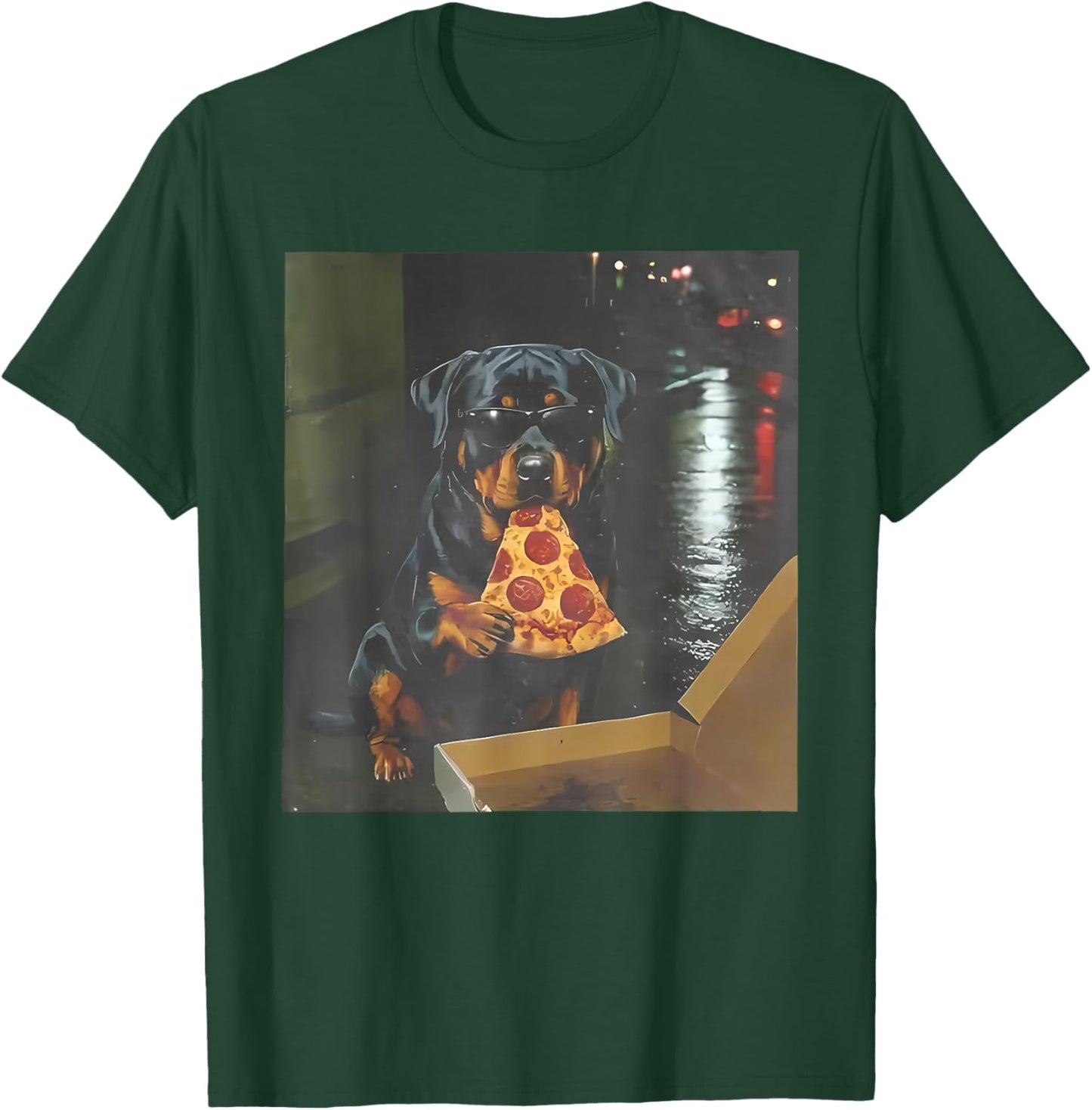 Dog Eating Pizza Funny Rottweiler Meme T-Shirt - T-Shirt | Forest