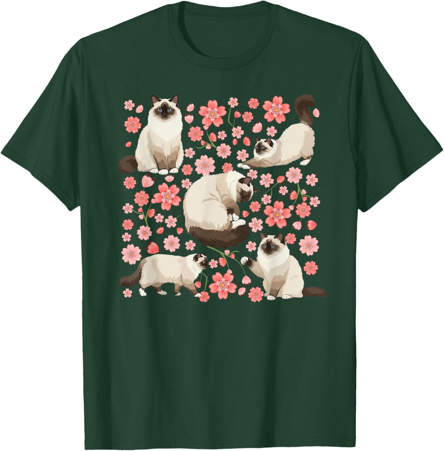 Birman Cat Owner Flowers Birman Cat Lover T-Shirt - T-Shirt | Forest