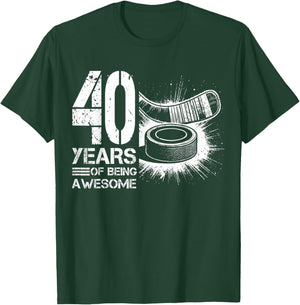 40th Birthday Men Icehockey Player Ice Hockey 40 Years Old T-Shirt - T-Shirt | Forest